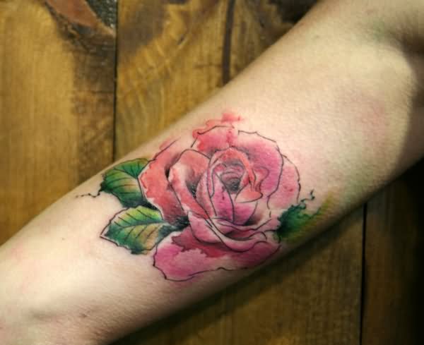 Watercolor Rose Tattoo Design For Arm