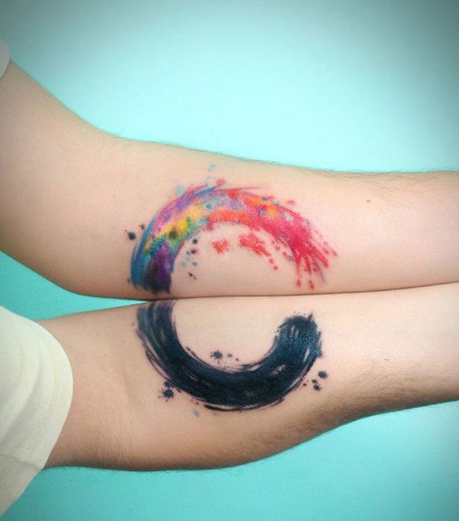 Watercolor Tattoo On Both Forearm