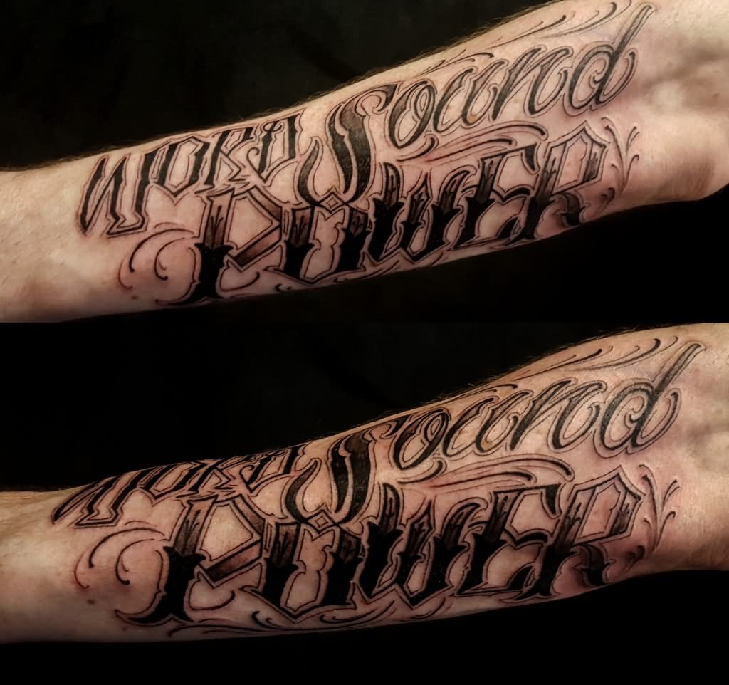 Word Sound Power Word Tattoo On Forearm