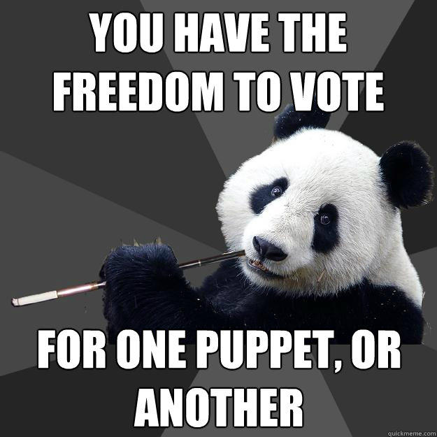 You Have The Freedom To Vote For One Puppet Or Another Funny Puppet Meme Image
