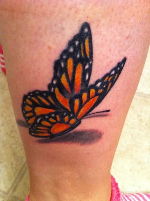 3D Butterfly Tattoo Design For Leg