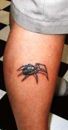 3D Spider Tattoo Design For Leg Calf