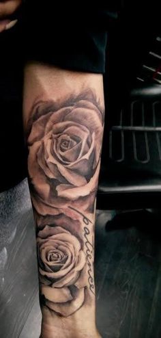 3D Two Rose Tattoo On Left Forearm