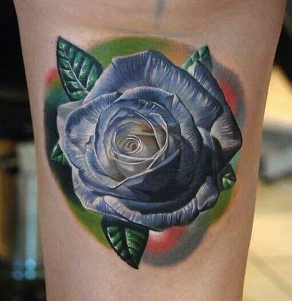 Attractive 3D Rose Tattoo Design For Leg By Phil Garcia
