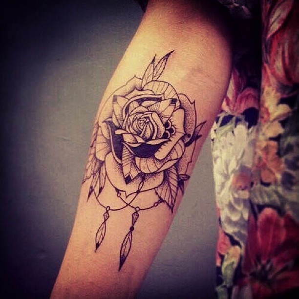 Attractive Rose Tattoo Design For Forearm