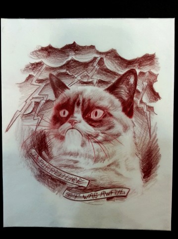 Banner And Grumpy Cat Tattoo Design