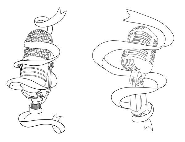 Banner And Microphone Tattoo Design