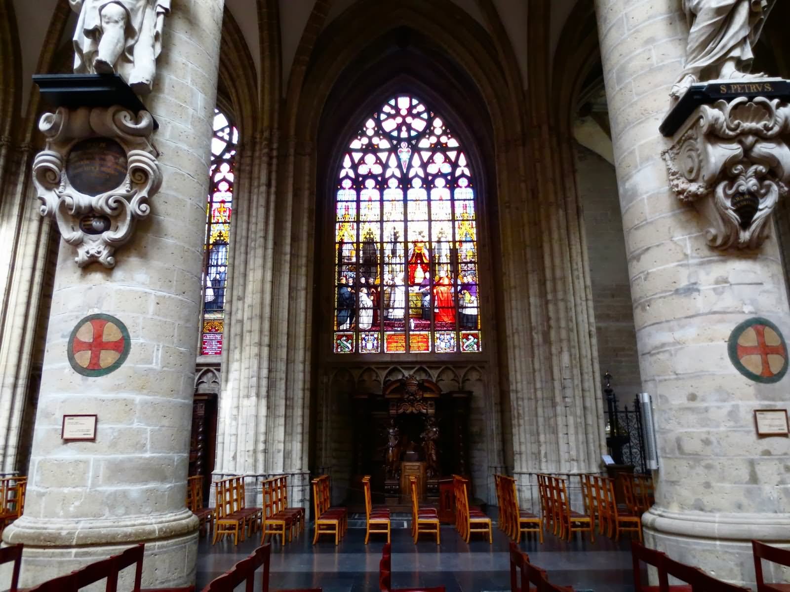 Beautiful Inside View Of The St. Michael and St. Gudula Cathedral