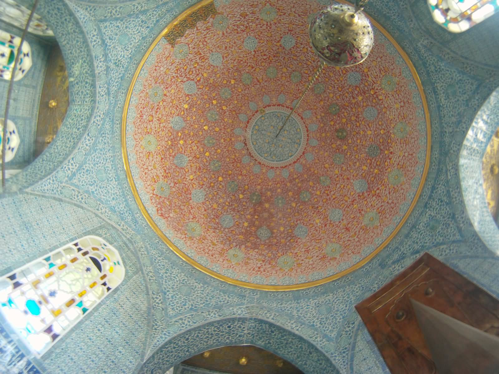 Beautiful Ceiling Inside The Ortakoy Mosque In Istanbul