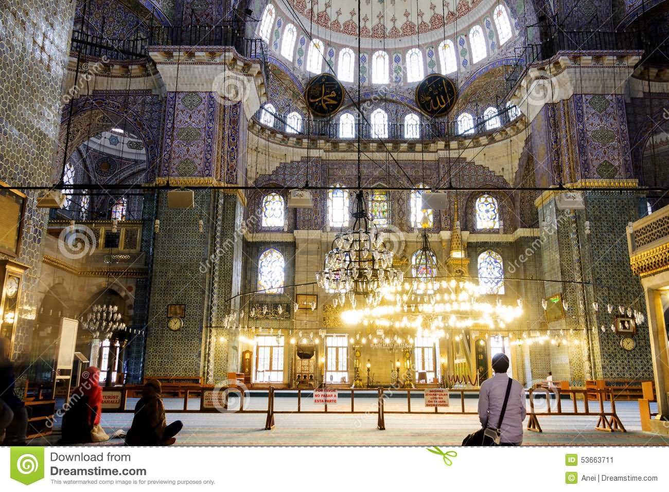 Beautiful Decorated Interior Of The Yeni Cami
