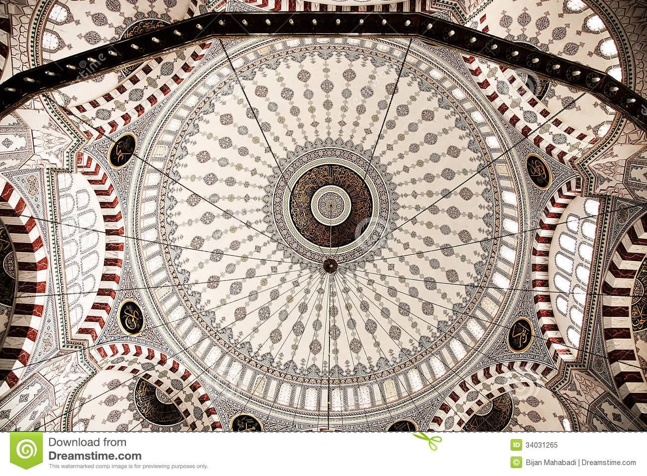 Beautiful Dome Inside The Ortakoy Mosque In Istanbul