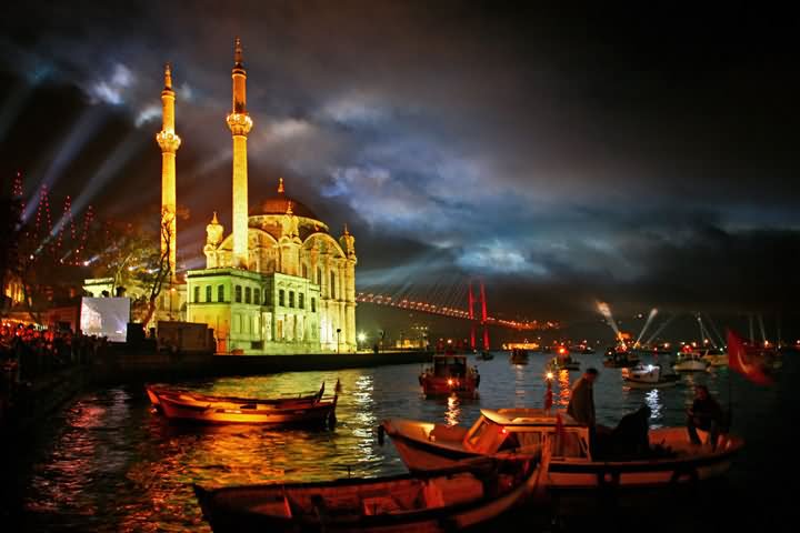 Beautiful Night Picture Of The Ortakoy Mosque