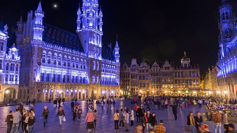 Beautiful Night View Of The Grand Place In Brussels