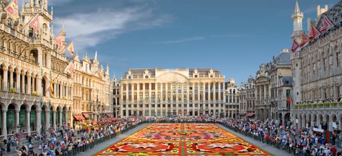 Beautiful View Of The Grand Place With Flowers Carpet