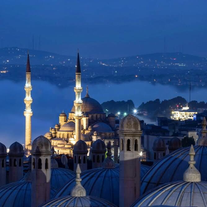 Beautiful View Of The Yeni Cami Mosque During Night
