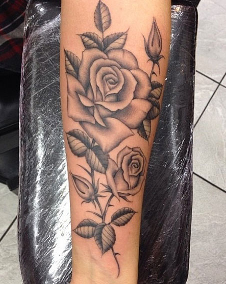 Black And Grey Roses Tattoo Design For Forearm