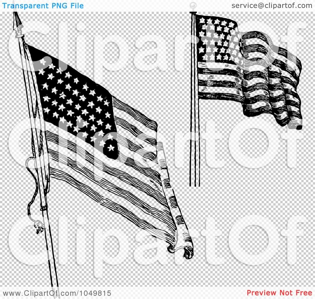 Black And Grey Two USA Flag Tattoo Design