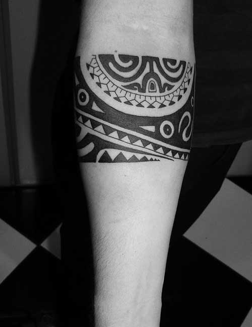Black Maori Armband Tattoo On Right Forearm