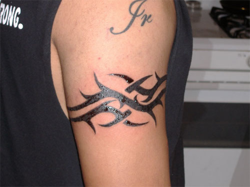 Black Tribal Armband Tattoo Design For Forearm
