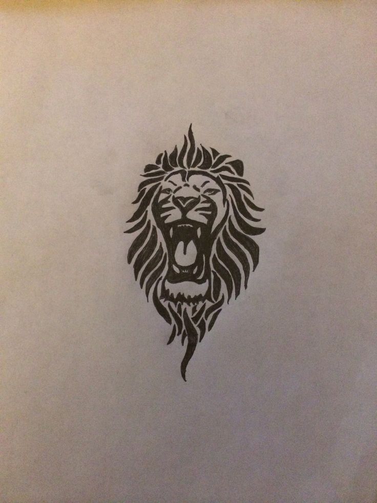 Black Tribal Lion Face Tattoo Design For Forearm