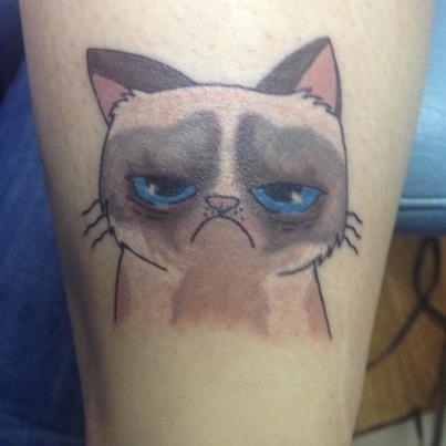 Blue Eyes Grumpy Cat Tattoo