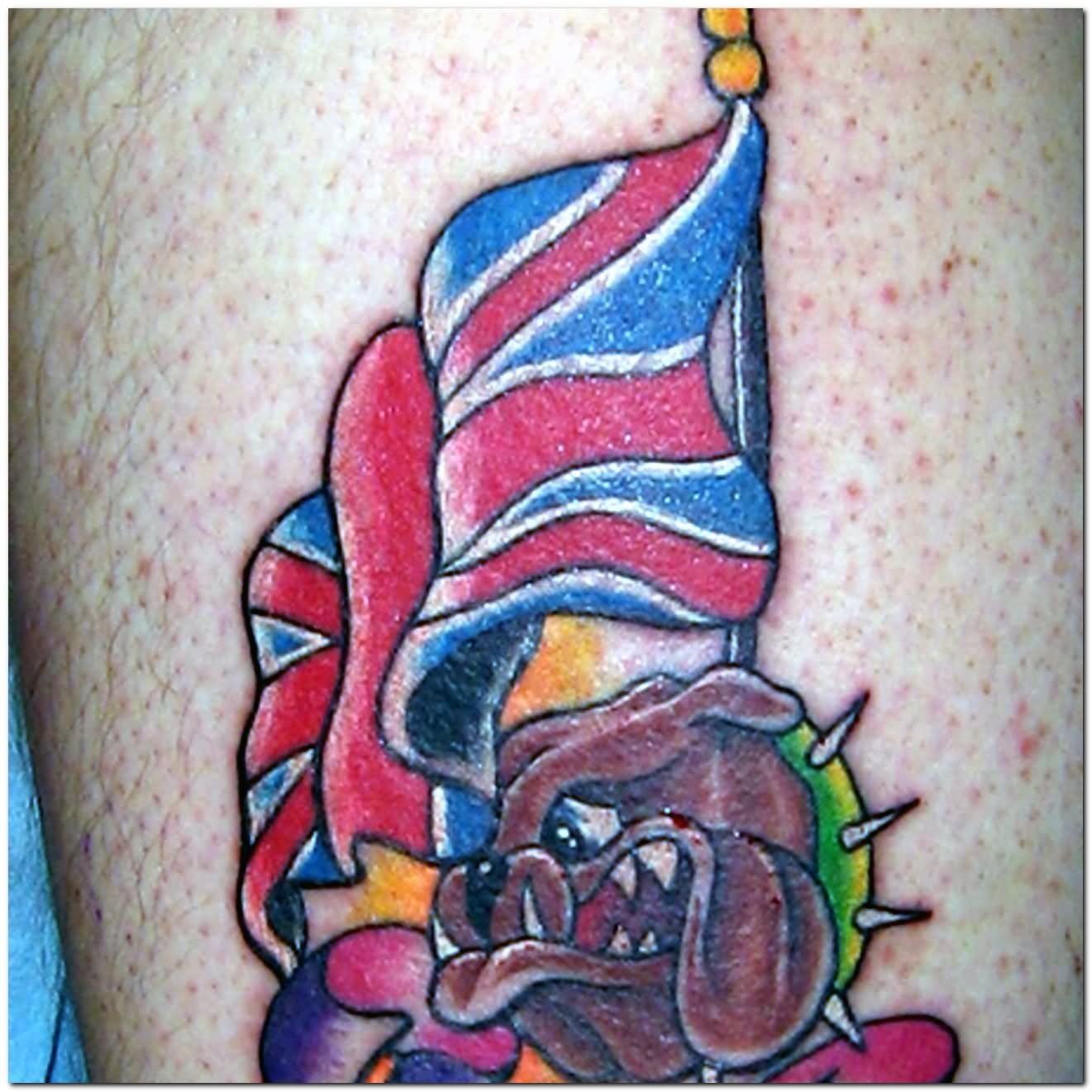 Bull Dog With Uk Flag Tattoo Design