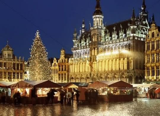 Christmas Markets At The Grand Place At Night