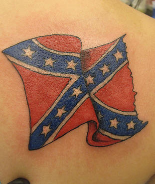 Classic Rebel Flag Tattoo Design For Back Shoulder