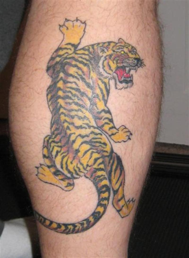 Cool Tiger Tattoo Design For Leg