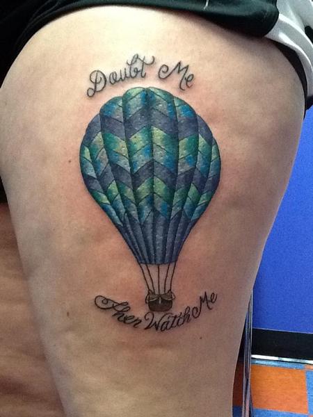 Doubt Me Then Watch Me Hot Balloon Tattoo On Side Thigh