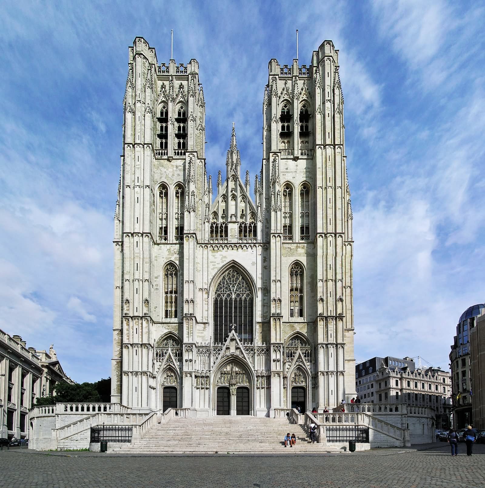Front Facade Of The Cathedral of St. Michael and St. Gudula