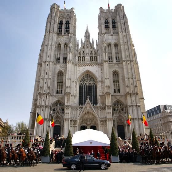 Front Picture Of The Cathedral Of St. Michael And St. Gudula