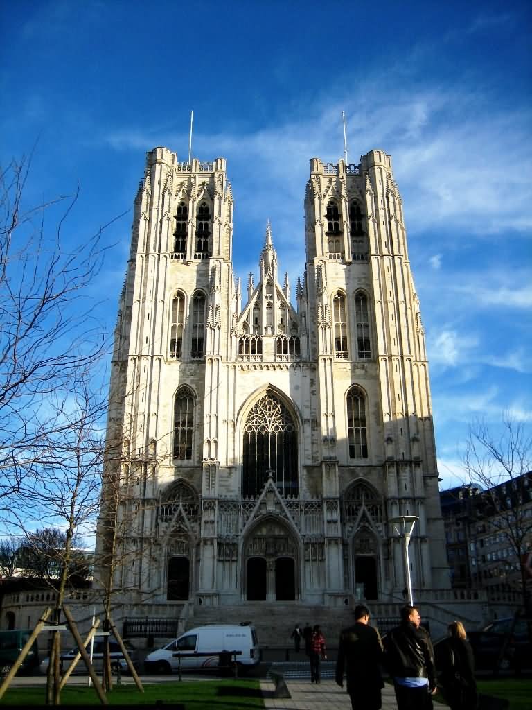Front Picture Of The Cathedral of St. Michael and St. Gudula In Belgium