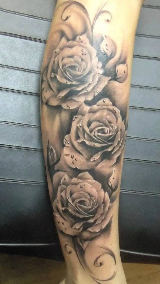 Grey Ink Roses Tattoo Design For Forearm