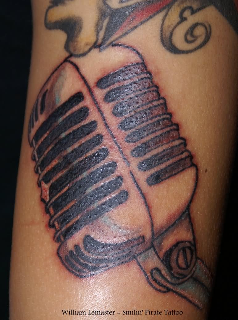 Grey Microphone Tattoo Picture