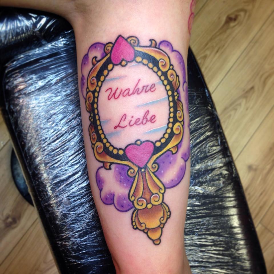 Hand Mirror Tattoo Done by Holly Large