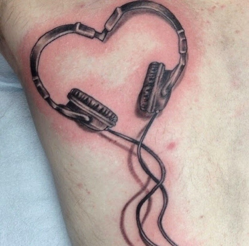 Heart Shape Headphone Tattoo