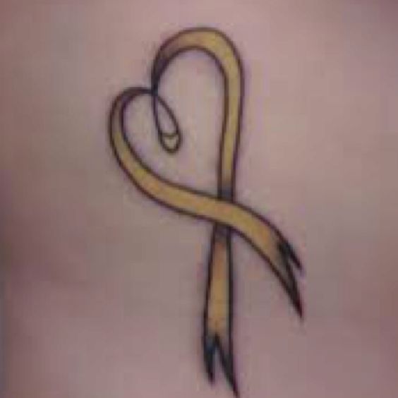 Heart Yellow Ribbon Tattoo Image