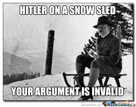 Hitler On A Snow Sled Your Argument Is Invalid Funny Sled Meme Picture