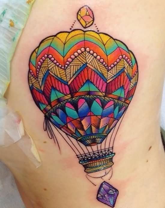 Hot Air Balloon Tattoo by Katie Shocrylas