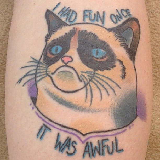 I Had Fun Once It Was Awful Grumpy Cat Tattoo by Joe Farrell