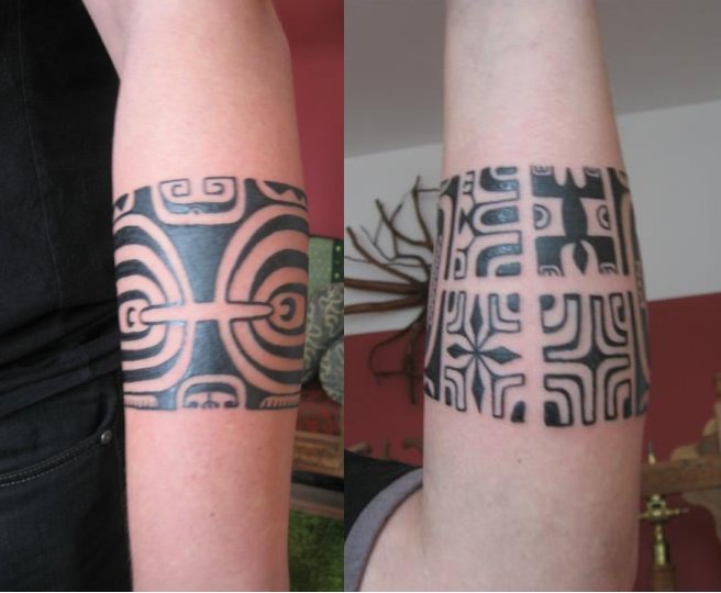 Impressive Band Tattoo Design For Forearm