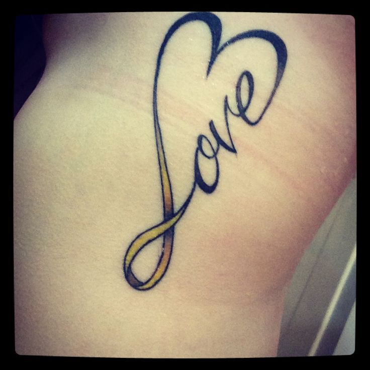 Infinity Yellow Ribbon Love Tattoo