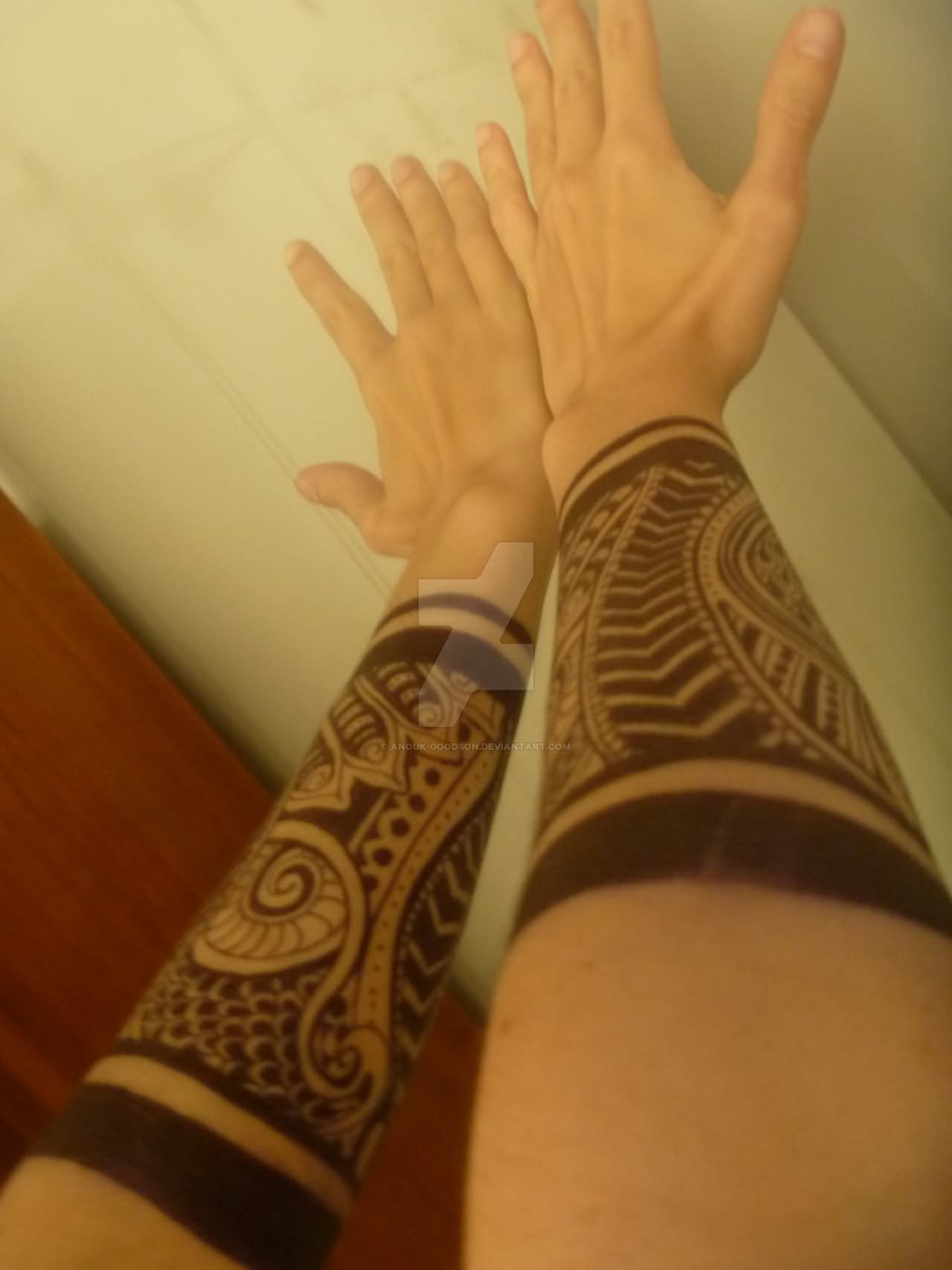 Inspiring Armband Tattoo On Couple Forearm By Anouk Goodson