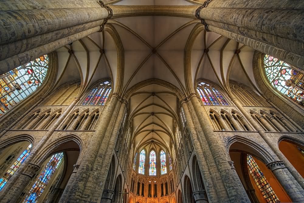 Interior View Of Cathedral of St. Michael and St. Gudula