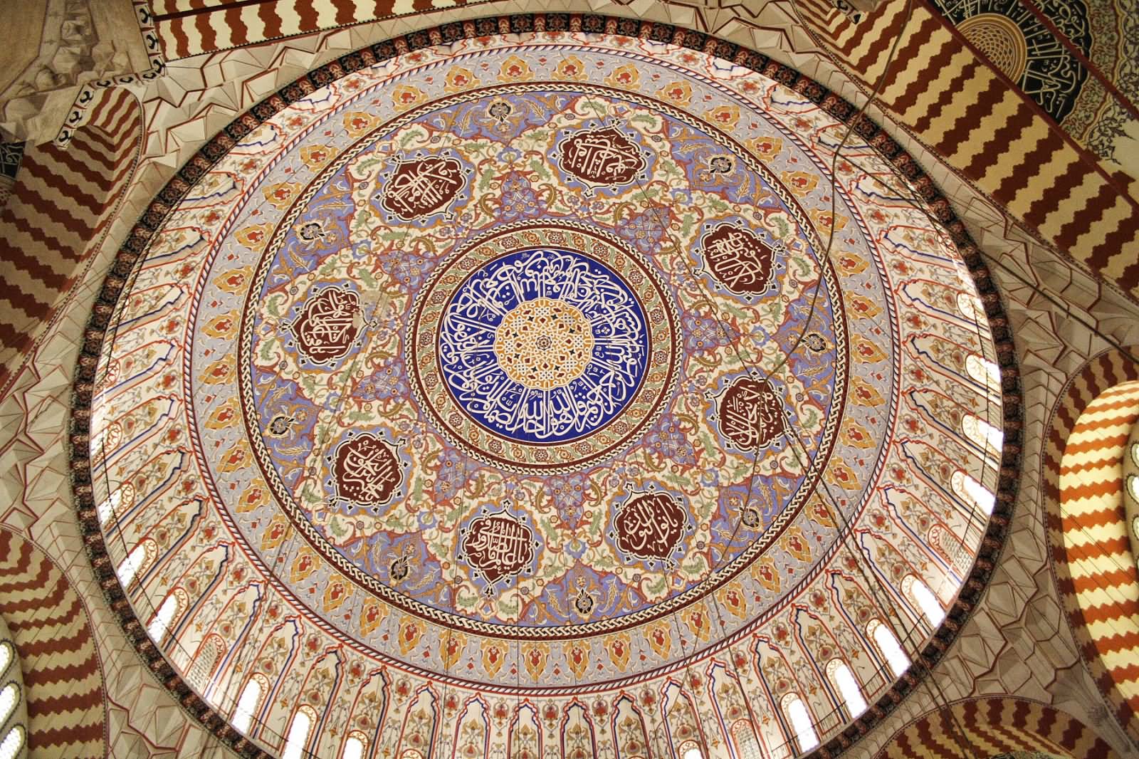 Interior View Of The Central Dome Inside The Ortakoy Mosque