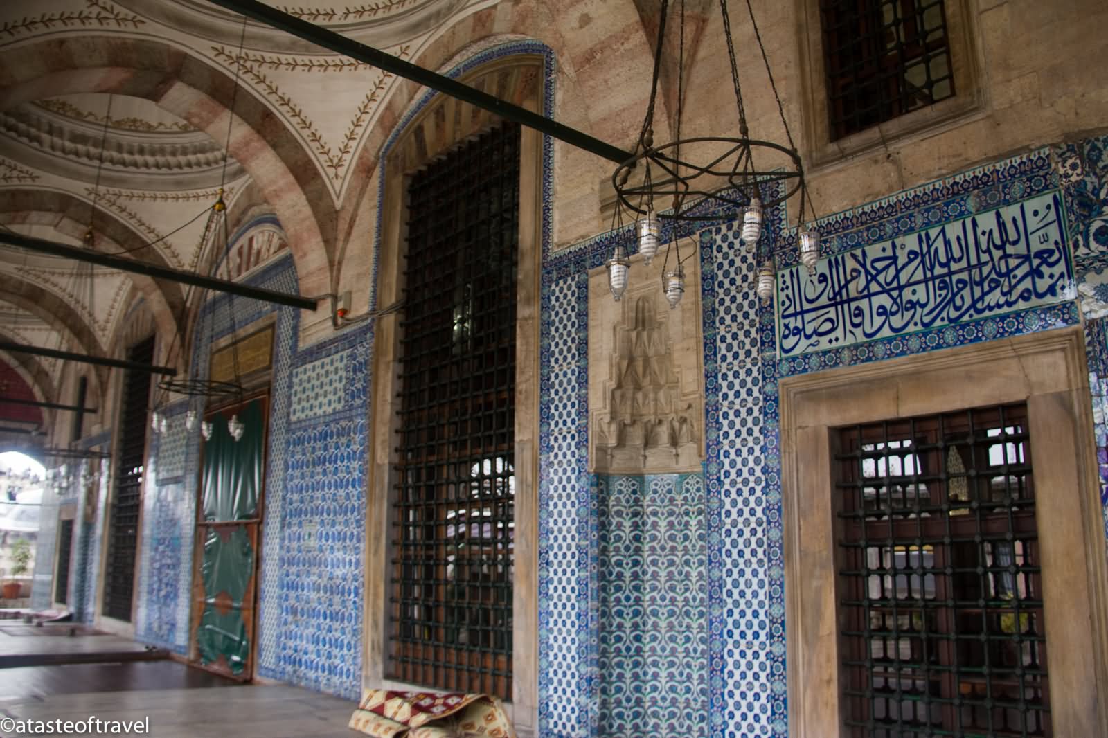 Iznik Tiles Line The Front Of The Rustem Pasha Mosque In Istanbul