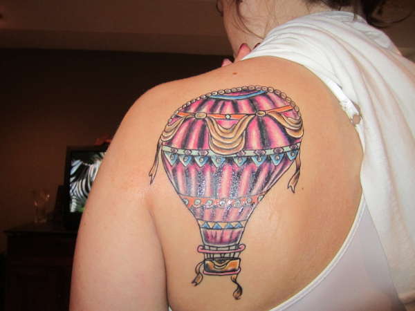 Left Back Shoulder Hot Balloon Tattoo