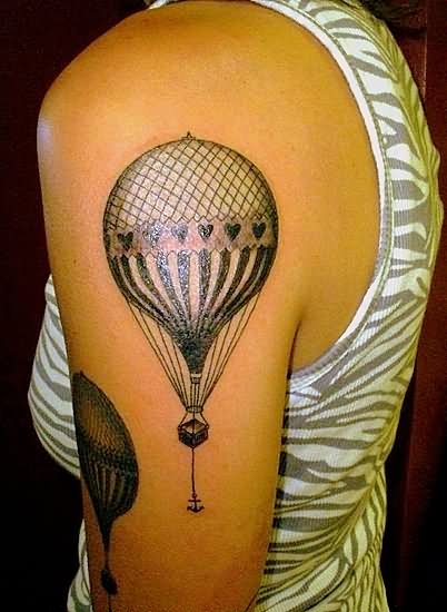 Left Shoulder Hot Balloon Tattoo