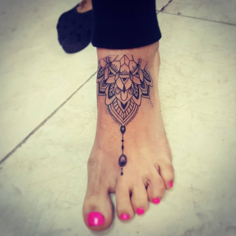 Mandala Tattoo On Left Foot by David Torres